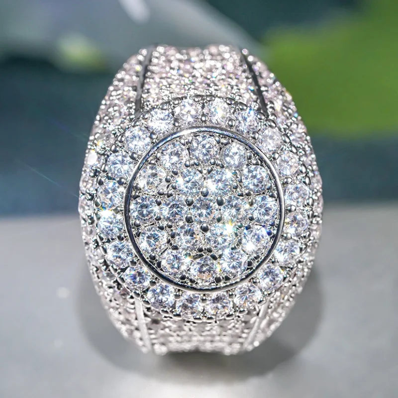 Huitan Wide Wedding Band Ring – Cubic Zirconia for Women Wedding Band Ring Axl