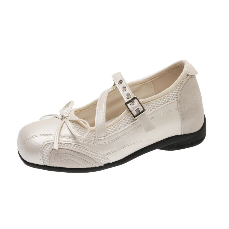 Women's Square Toe Butterfly Mary Jane Loafers | Buckle Strap Mary Jane Loafers Axl White 38