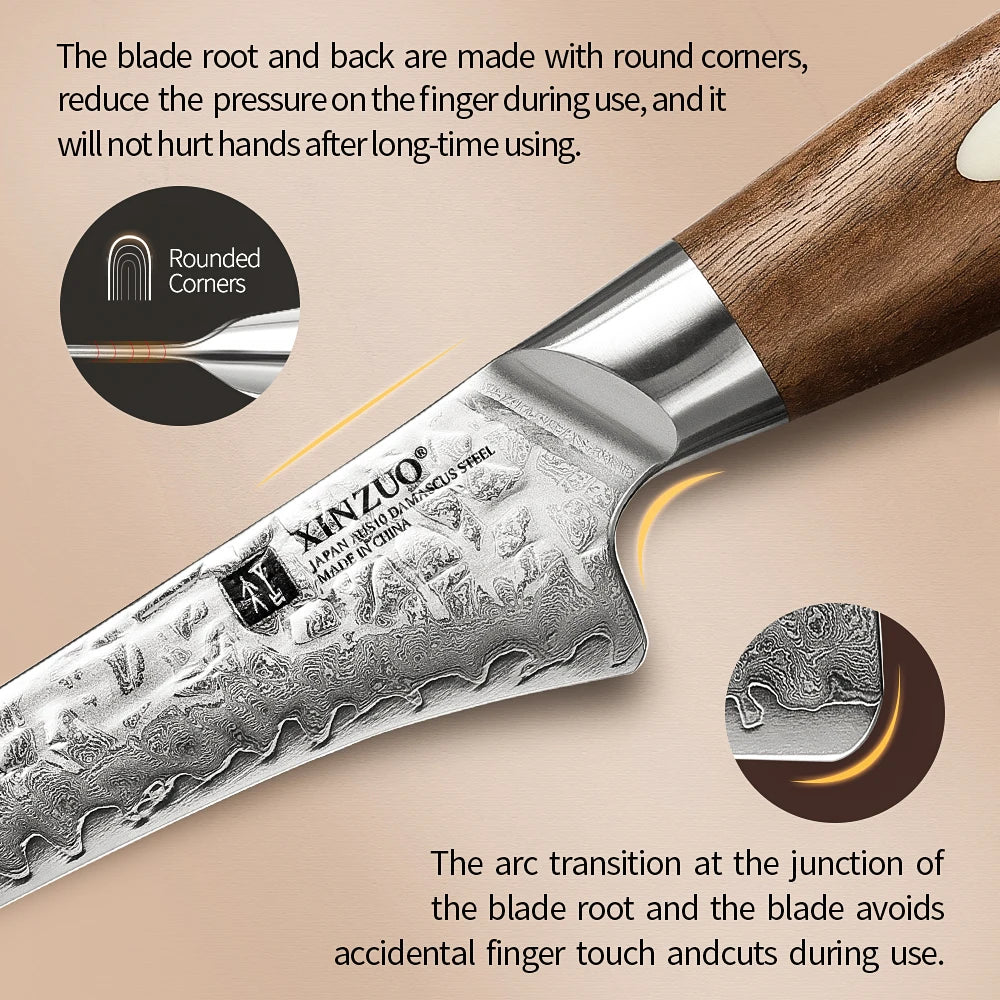 XINZUO 6" Damascus Boning Knife – 67-Layer AUS10 Steel Damascus Boning Knife Axl
