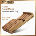 XINZUO Acacia Wood 4-Slot In-Drawer Knife Tray Organizer Knife Storage Tray Axl China Mainland