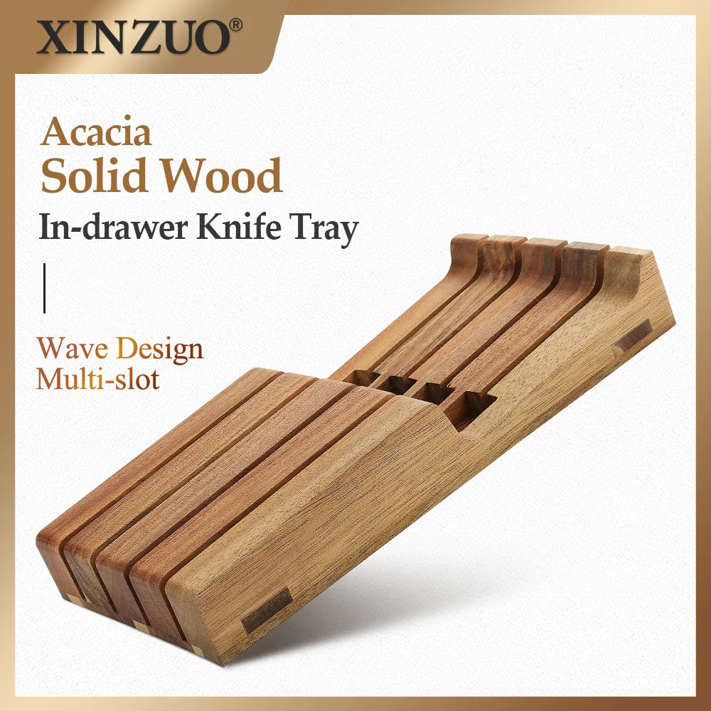 XINZUO Acacia Wood 4-Slot In-Drawer Knife Tray Organizer Knife Storage Tray Axl China Mainland