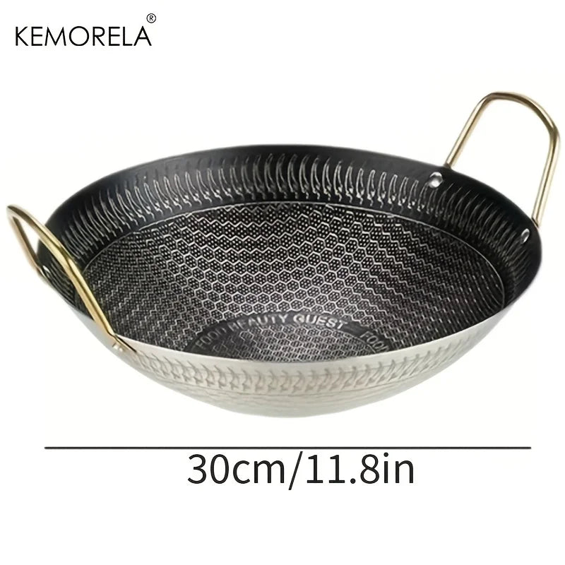 KEMORELA Honeycomb Non-Stick Stainless Steel Wok 24–30cm Non-Stick Wok Axl 30cm