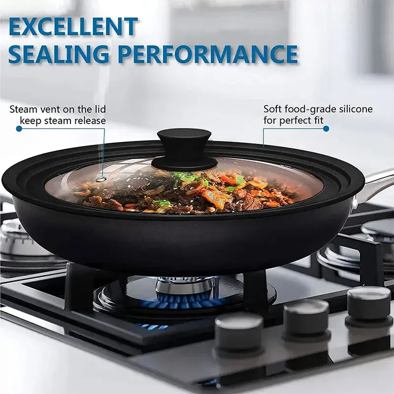 Universal Silicone Glass Lid for Pans & Skillets 16–32cm | PGY Cookware Lid Axl
