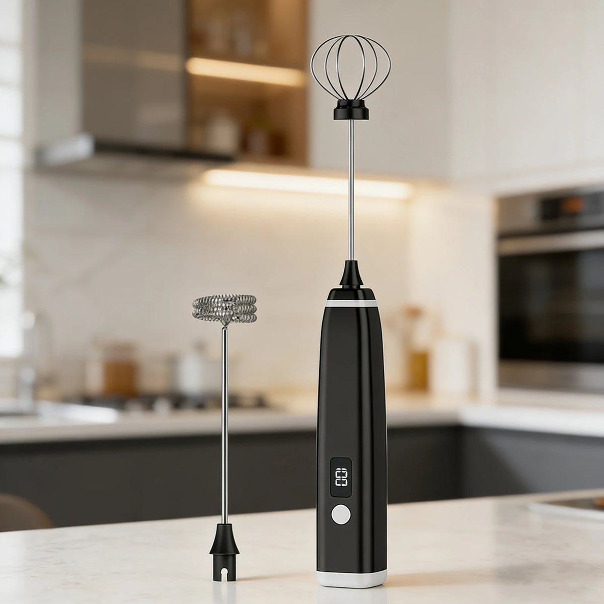 Cordless Rechargeable Milk Frother – Coffee Foam & Egg Whisk Handheld Milk Frother Axl Black