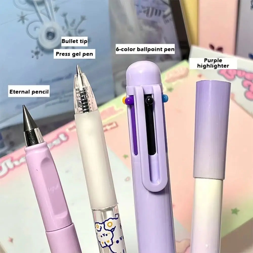 6-Piece Cartoon School Stationery Set – 6 Color Ballpoint Pens School Stationery Set Axl