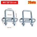 M6 Square U-Bolt Pipe Clamp with Baffle Screw – 2 Sets Pipe U-Clamp Axl 2Sets M6x20x50mm
