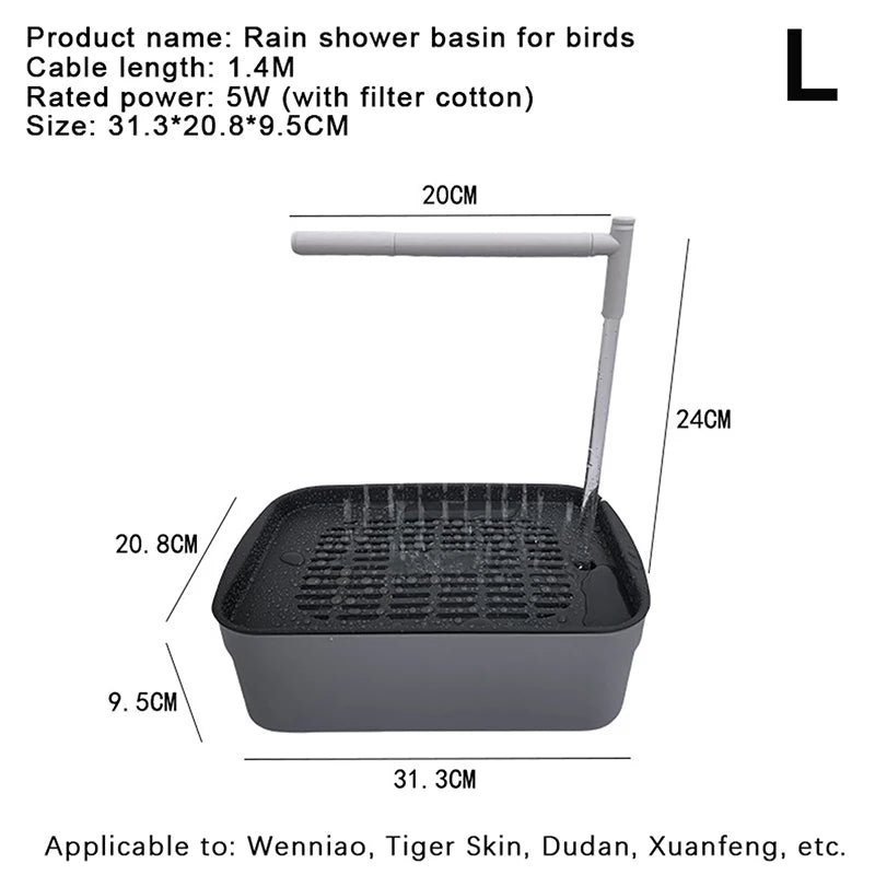 USB Electric Parrot Bird Bath – Circulating Water Shower Fountain Bird Bath Fountain Axl 02