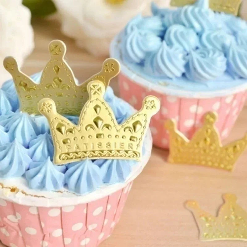 50 Pcs Gold Princess Crown Birthday Cake Toppers | Party Decor Cake Toppers Axl