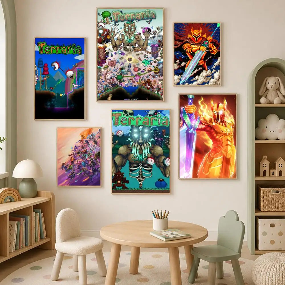 Terraria Game Poster Self-Stick HD Waterproof Wall Art Decor Wall Art Poster Axl