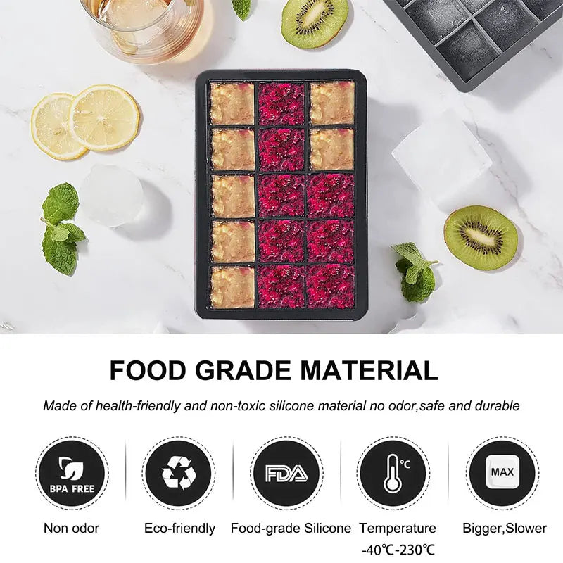 Silicone Ice Cube Trays with Lid – 6 & 15 Grid Stackable Ice Cube Tray Axl