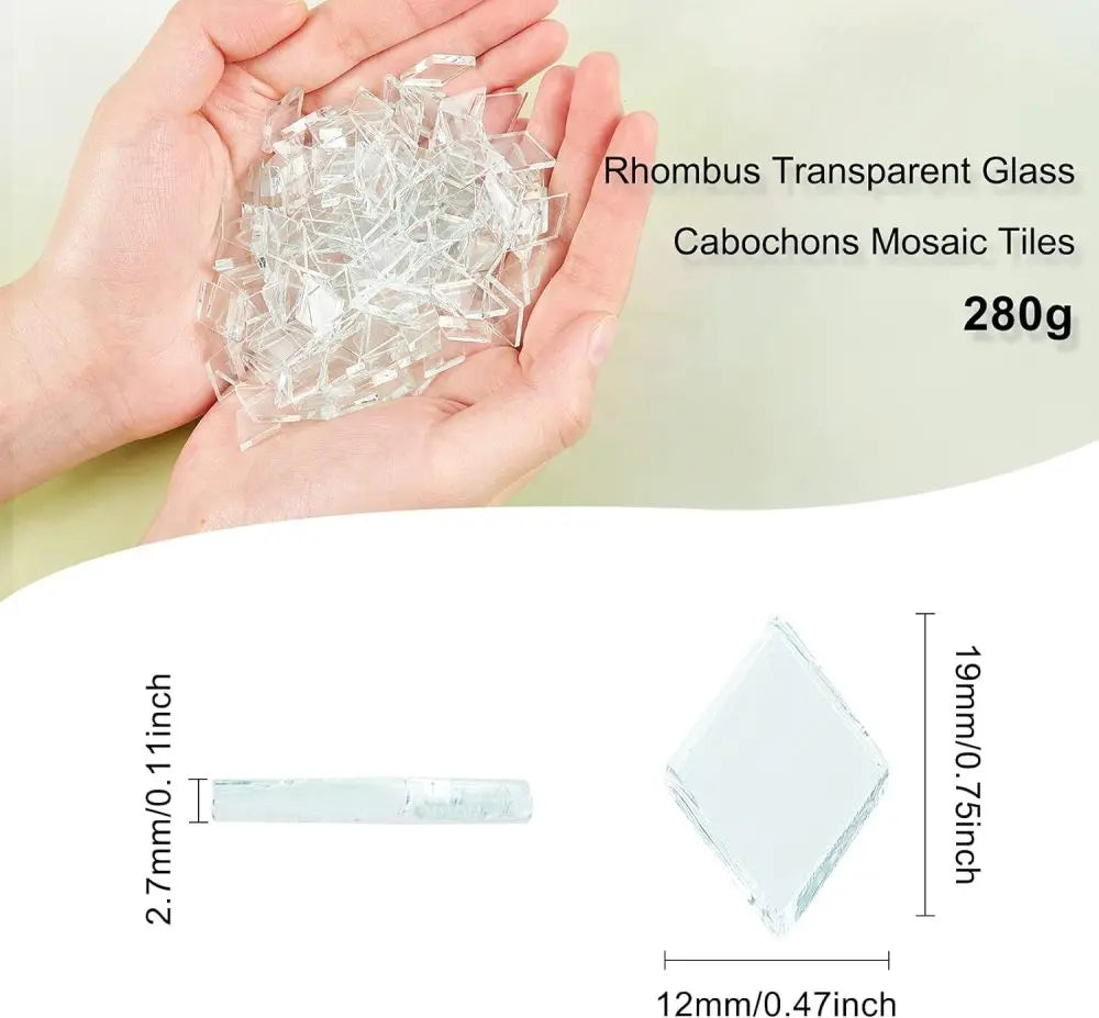 330 PCS Clear Diamond Glass Mosaic Tiles – Crystal Rhombus Craft Glass Mosaic Tiles Axl AECH04-07855