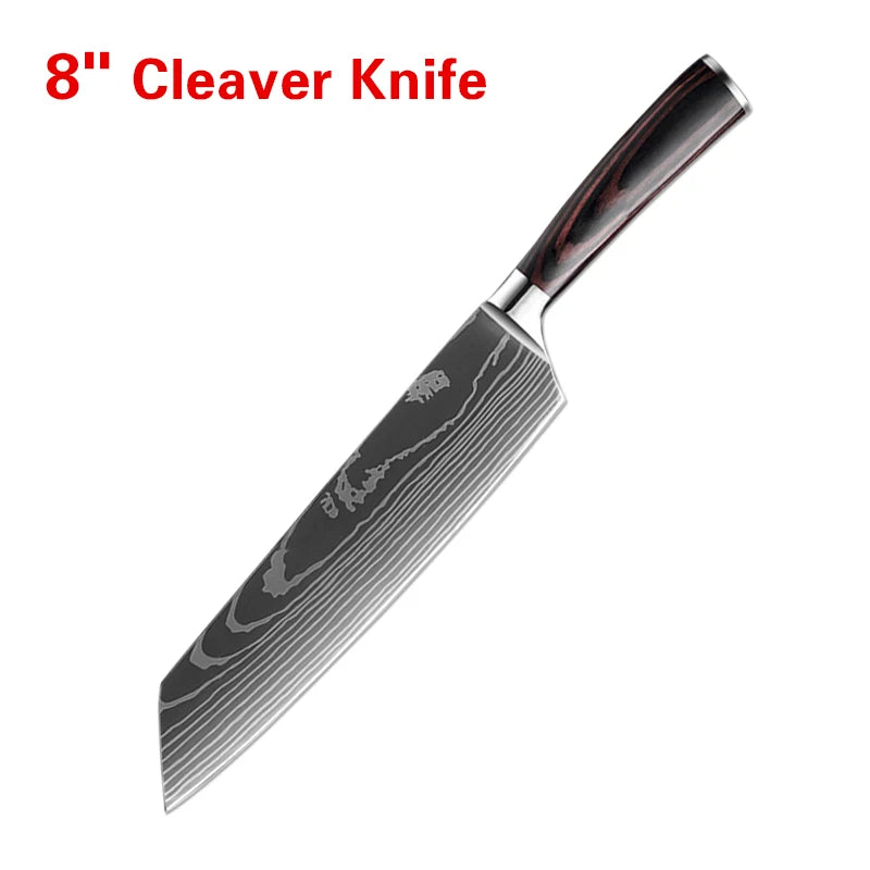 InLeung Damascus Chef's Knife – Sharp Stainless Steel Kitchen Knife Damascus Chef Knife Axl 8 inch cleaver knife