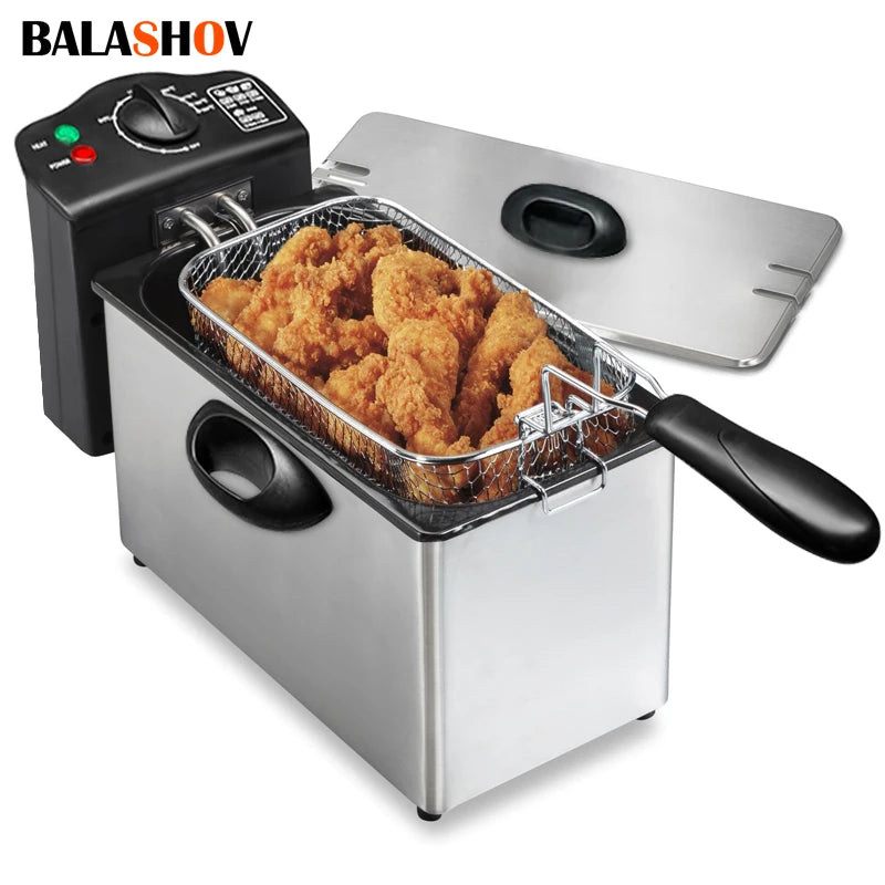 BALASHOV 2000W Electric Deep Fryer 4L – Adjustable Thermostat Electric Deep Fryer Axl
