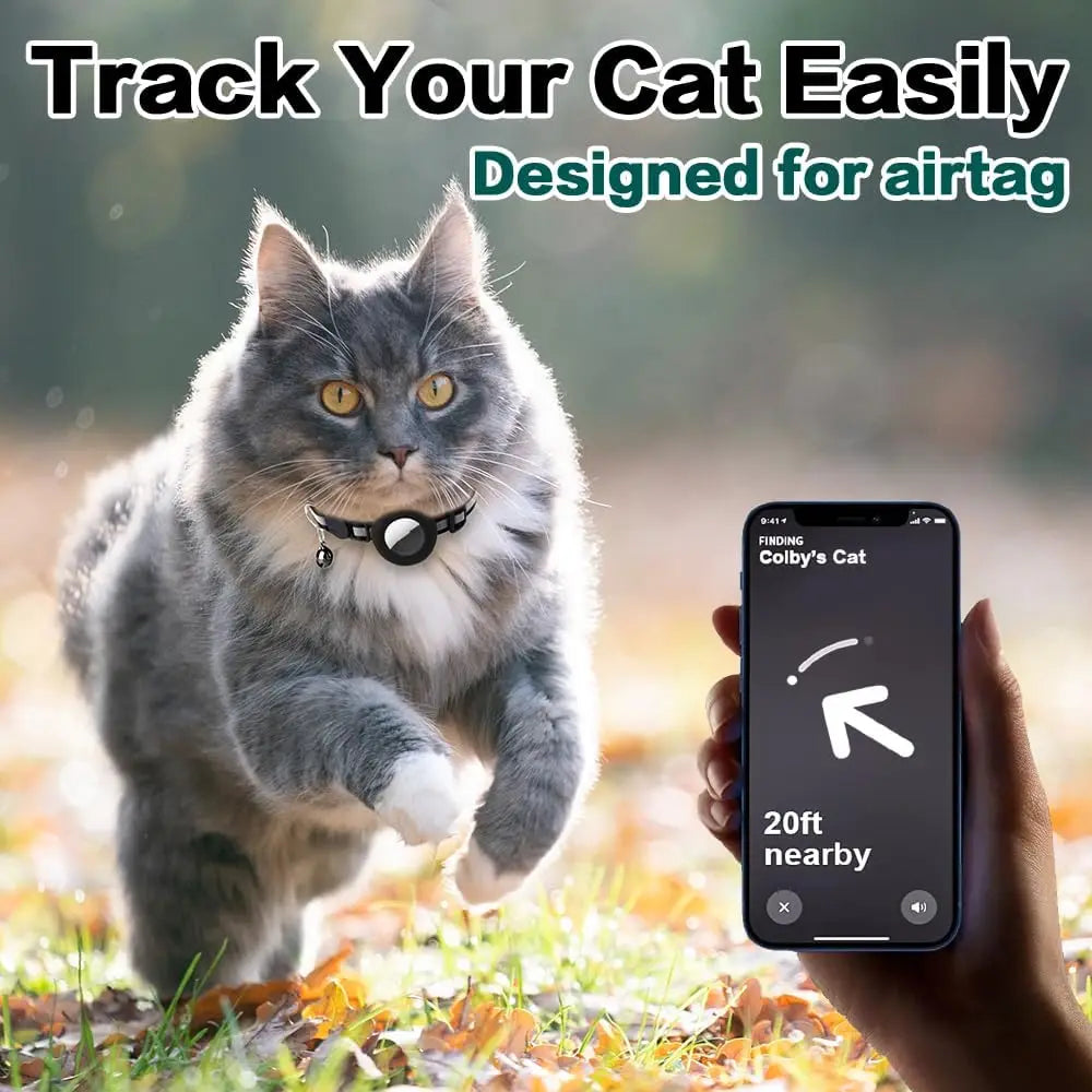 Breakaway Cat Collar with AirTag Holder, Bell & Reflective Strip Cat Collar Axl