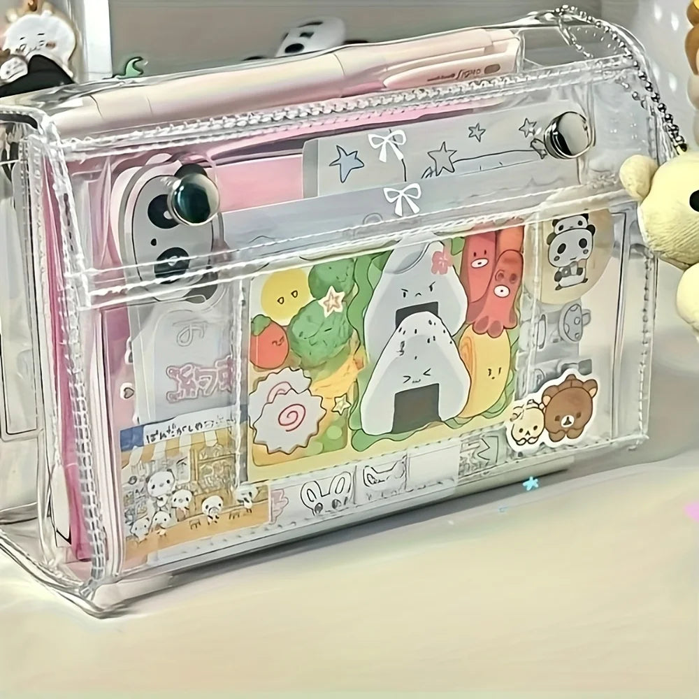 Clear PVC Cosmetic & Pencil Case – 4-Layer Travel Organizer Clear Organizer Bag Axl