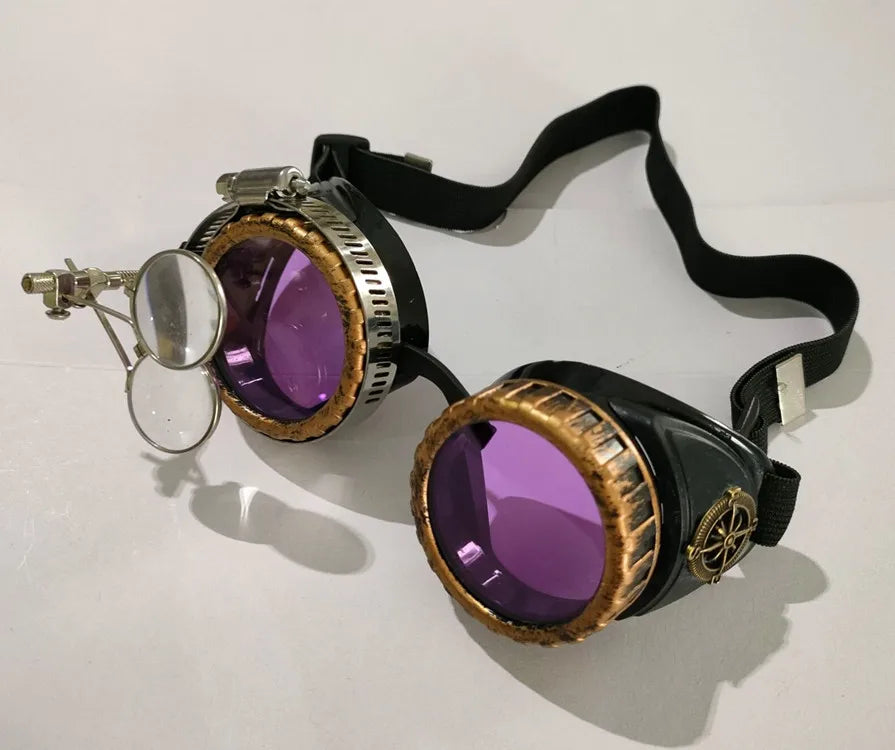 Steampunk Vintage Magnifying Goggles | Cosplay Prop Costume Goggles Axl Blue