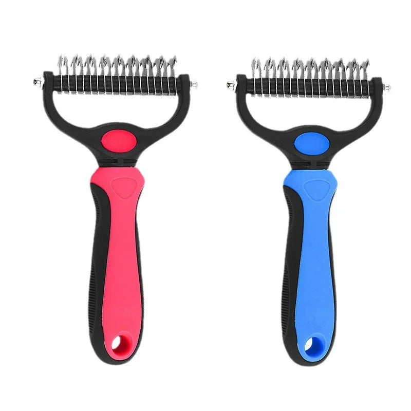 2-Sided Pet Deshedding Brush – Dog & Cat Grooming Comb Pet Grooming Brush Axl