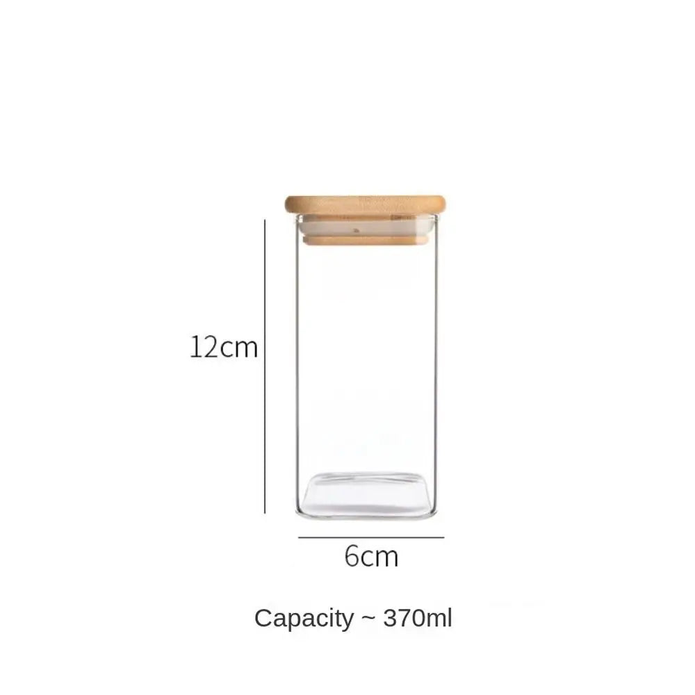 Glass Storage Jars with Bamboo Lid – Airtight Spice & Snack Jars Glass Storage Jar Axl 370ml
