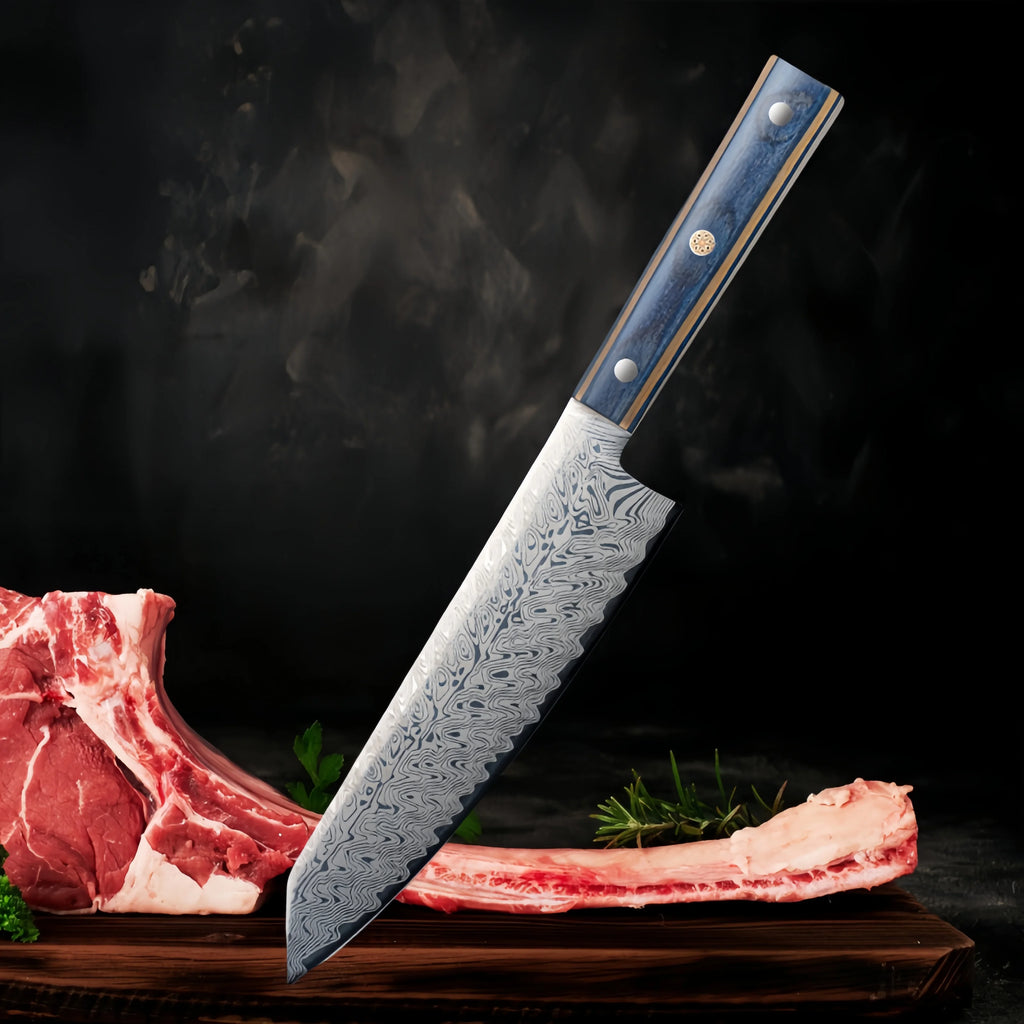 Damascus Santoku Chef Knife 8" – Sharp Pakka Wood Handle Santoku Chef Knife Axl