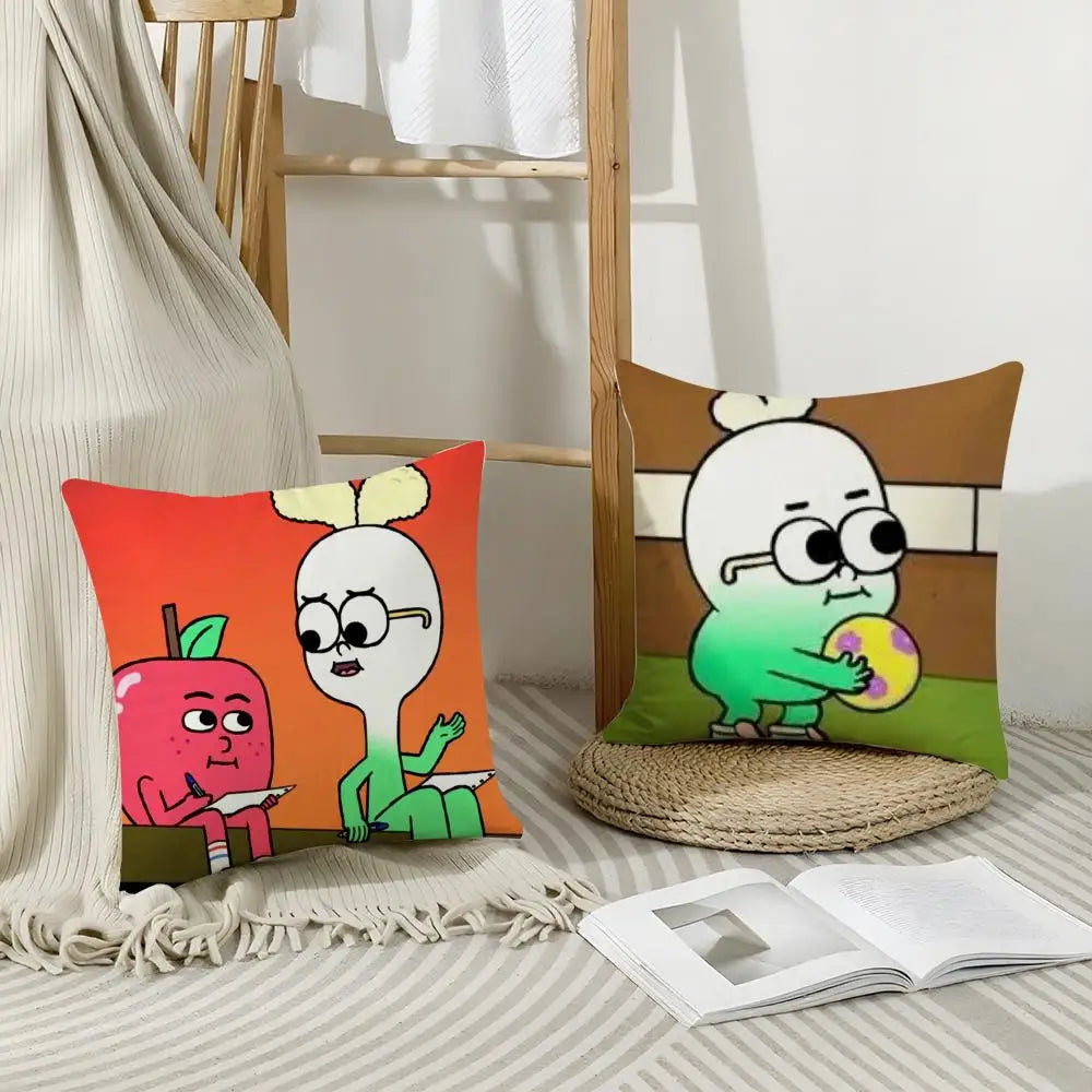 Anime Food Apples & Onions Linen Cushion Cover | Hidden Zipper Cushion Cover Axl