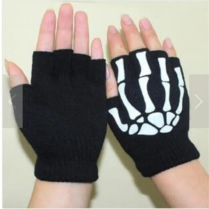 Halloween Skeleton Claw Fingerless Gloves – Kids & Adults Costume Gloves Axl