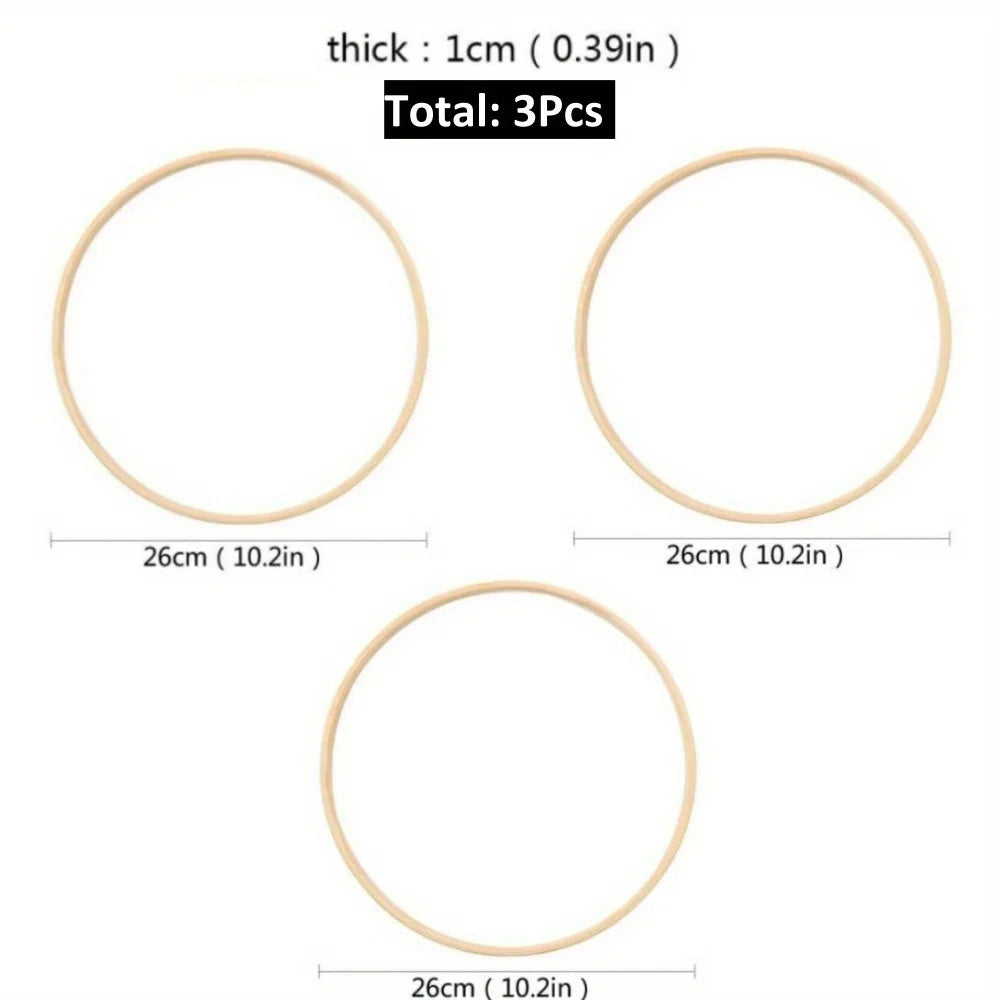 Bamboo Wreath Rings 12-Pack | 4 Sizes DIY Macrame Hoops Craft Hoop Rings Axl 10.2in