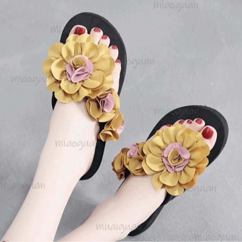 Bohemian Floral Wedge Flip Flops – Women's Platform Sandals Wedge Flip Flops Axl