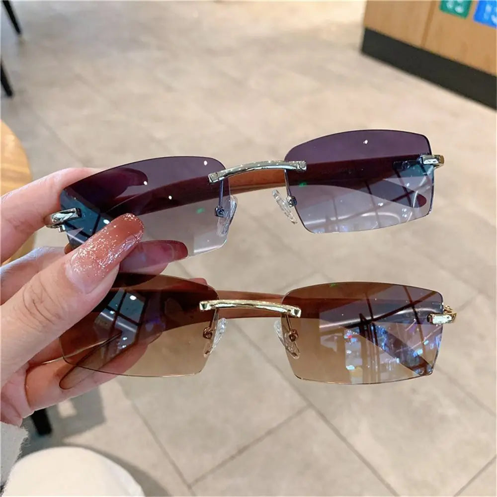 Rimless Rectangle Sunglasses UV400 Frameless Gradient Shades Frameless Sunglasses Axl