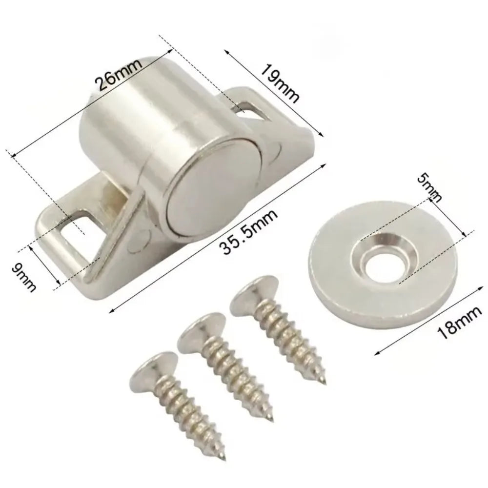 Magnetic Door Stopper – No-Drill Zinc Alloy Cabinet Latch Magnetic Door Stopper Axl