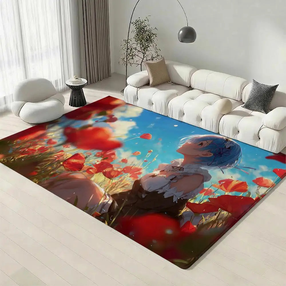 Re:Zero Flannel Floor Mat – Non-Slip Soft Plush Anime Rug Anime Floor Mat Axl