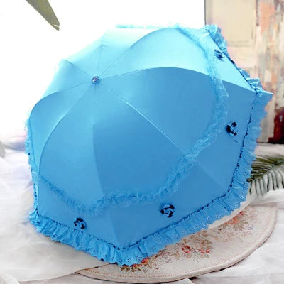 UV Lace Folding Umbrella for Women – Windproof Sun & Rain Folding Umbrella Axl Style 5 metal-fiber composite 8K