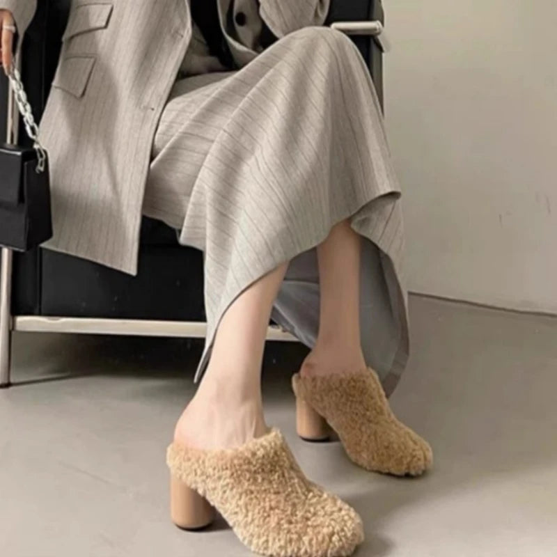 Women's Velvet Platform Slippers – Warm Non-Slip Winter Shoes Women's Slippers Axl