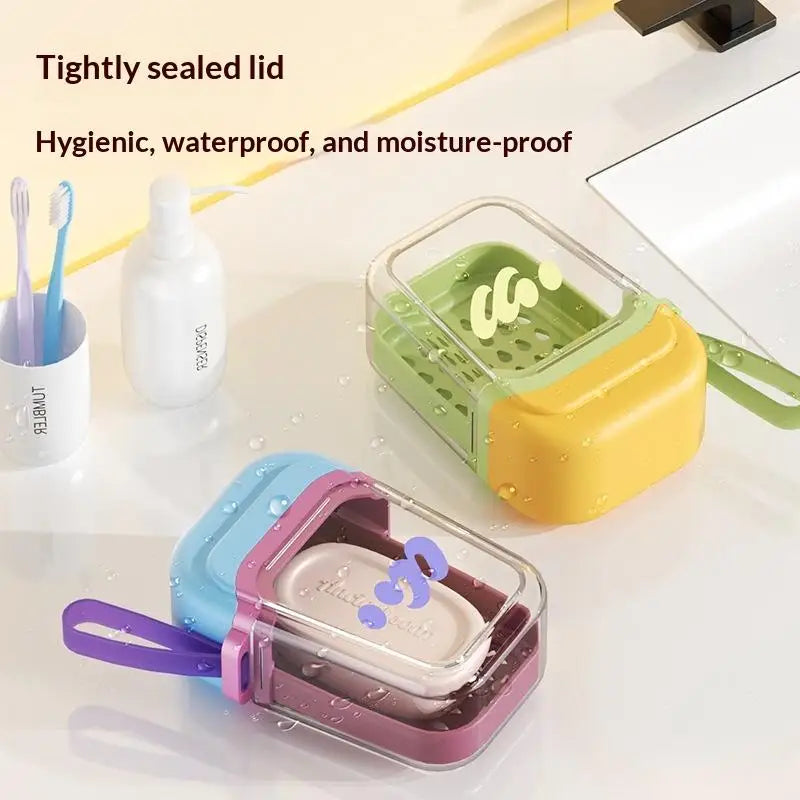 Portable Travel Soap Dish – Waterproof Leakproof Box with Drain Tray Travel Soap Dish Axl