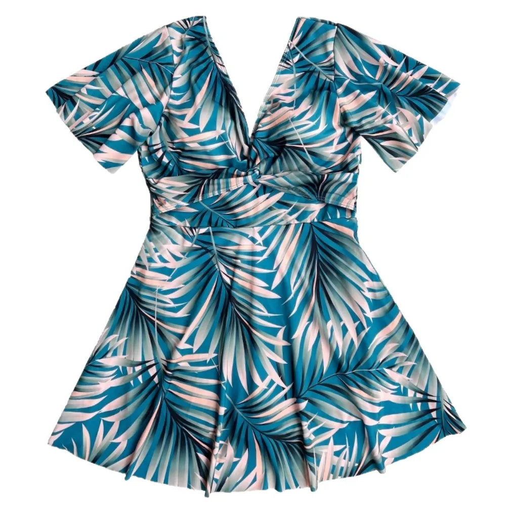 Women's Plus Size Floral Bikini Set | One Shoulder Swimsuit Women's Swimsuit Set Axl Green XXXXL