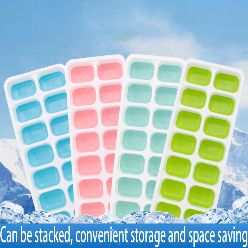 Silicone Ice Cube Tray with Lid – 14-Grid Non-Stick Mold Ice Cube Tray Axl