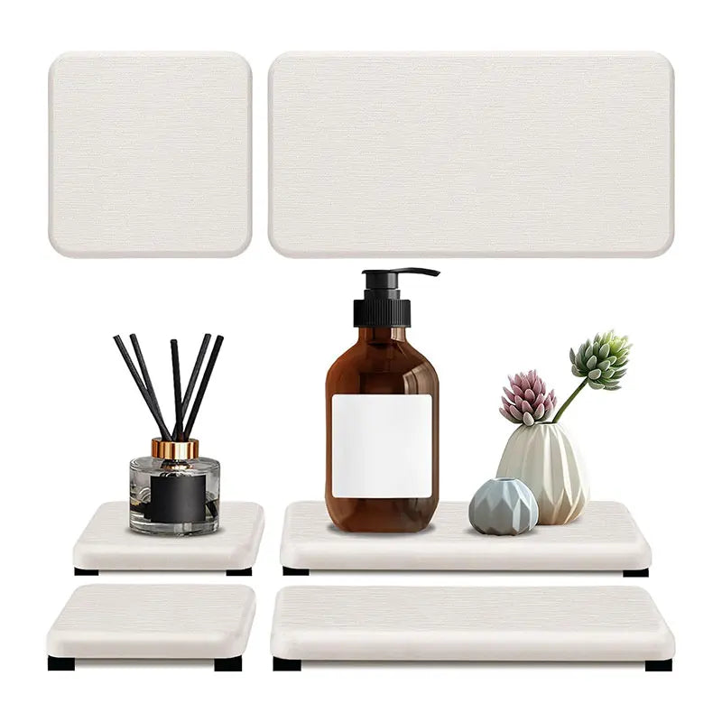 4-Pack Diatomite Stone Quick-Dry Sink Trays & Organizer Set Sink Tray Organizer Axl