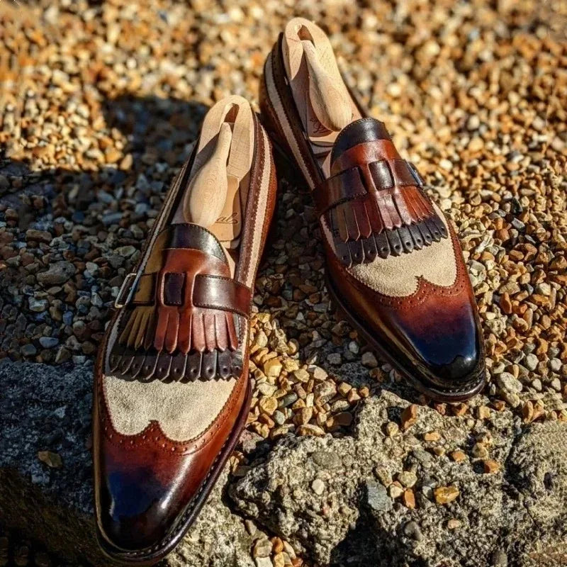 Men's Pointed Toe Buckle Loafers – Classic Business Dress Shoes Men's Dress Loafers Axl