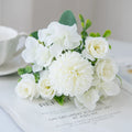 Silk Rose & Chrysanthemum Artificial Bouquet | Wedding Home Decor Artificial Silk Bouquet Axl WHITE 3pcs