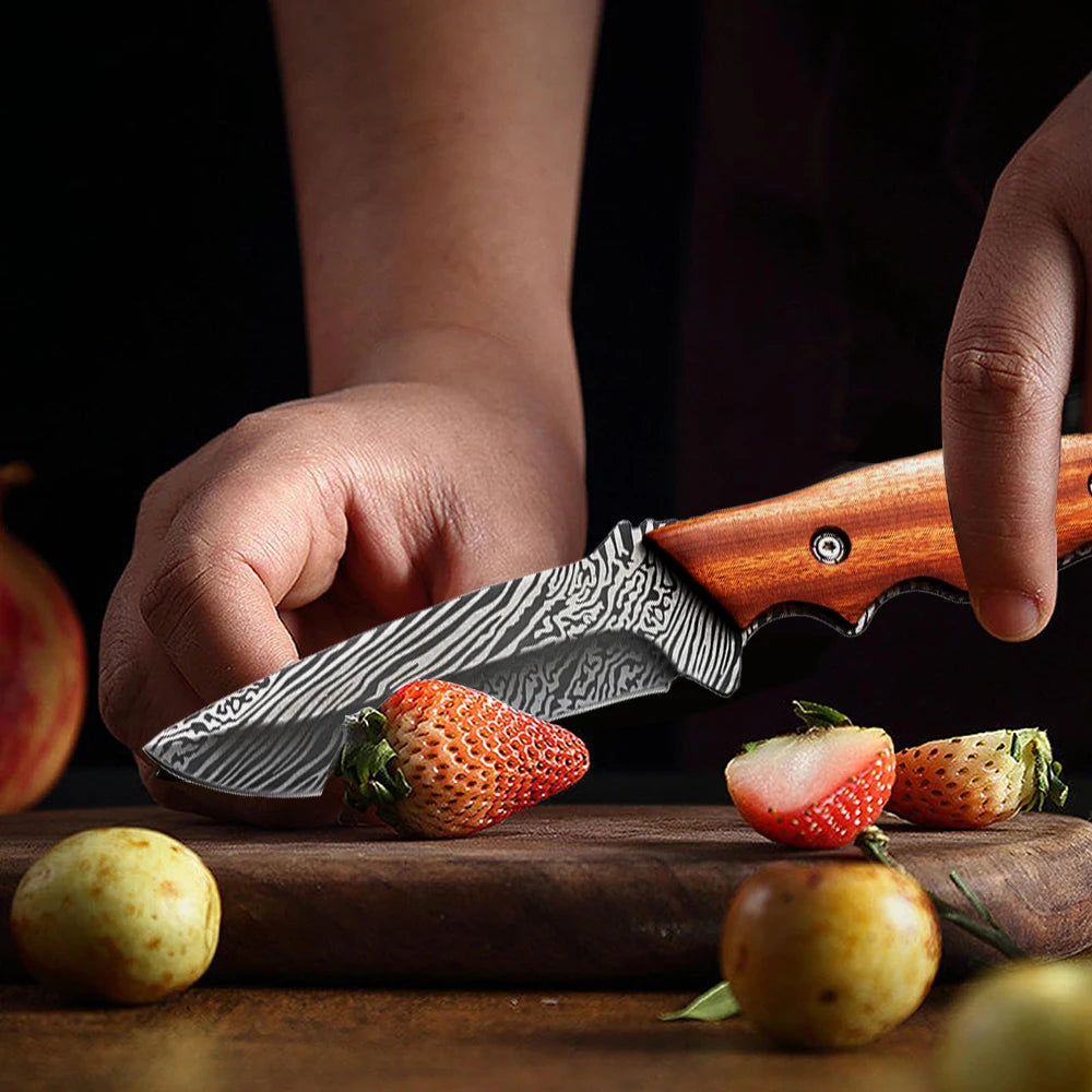 Damascus Steel Kitchen Knife – Sharp Stainless Blade 10.5cm Kitchen Knife Axl