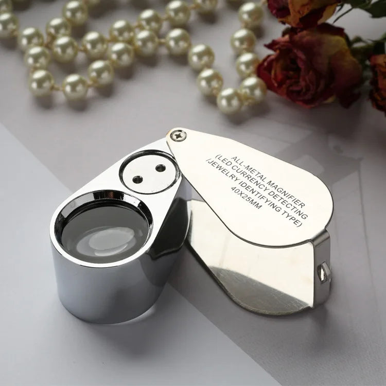 40X Foldable Magnifying Glass with LED & UV Money Detector Handheld Magnifier Axl