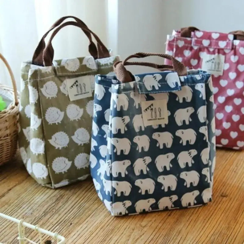Cartoon Canvas Insulated Lunch Bag – Portable Cooler Tote Insulated Lunch Bag Axl
