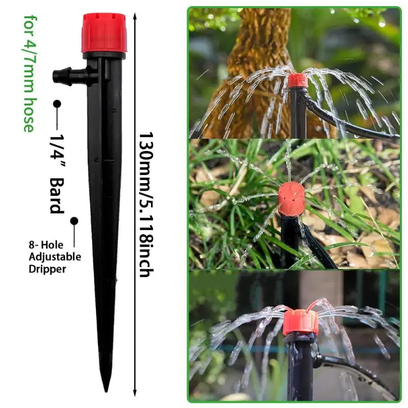 50-Pack 360° Adjustable Drip Emitters for 1/4" Irrigation Tubing Drip Irrigation Emitters Axl