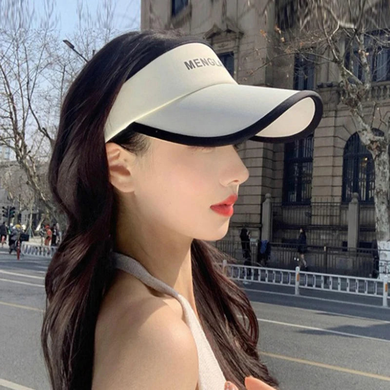 Women's Long Brim UV Visor Cap – Open Top Sports Sun Hat Sports Visor Hat Axl