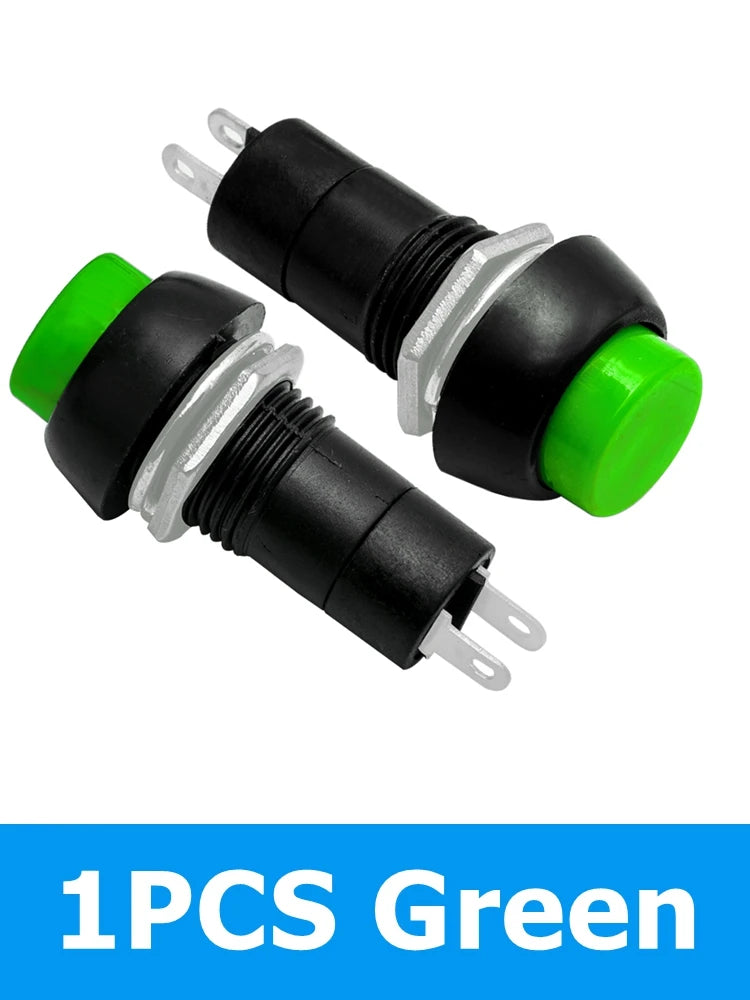 12mm Push Button Switch 2-Pin Momentary Self-Lock ON/OFF 3A 150V Push Button Switch Axl 1PCS Green