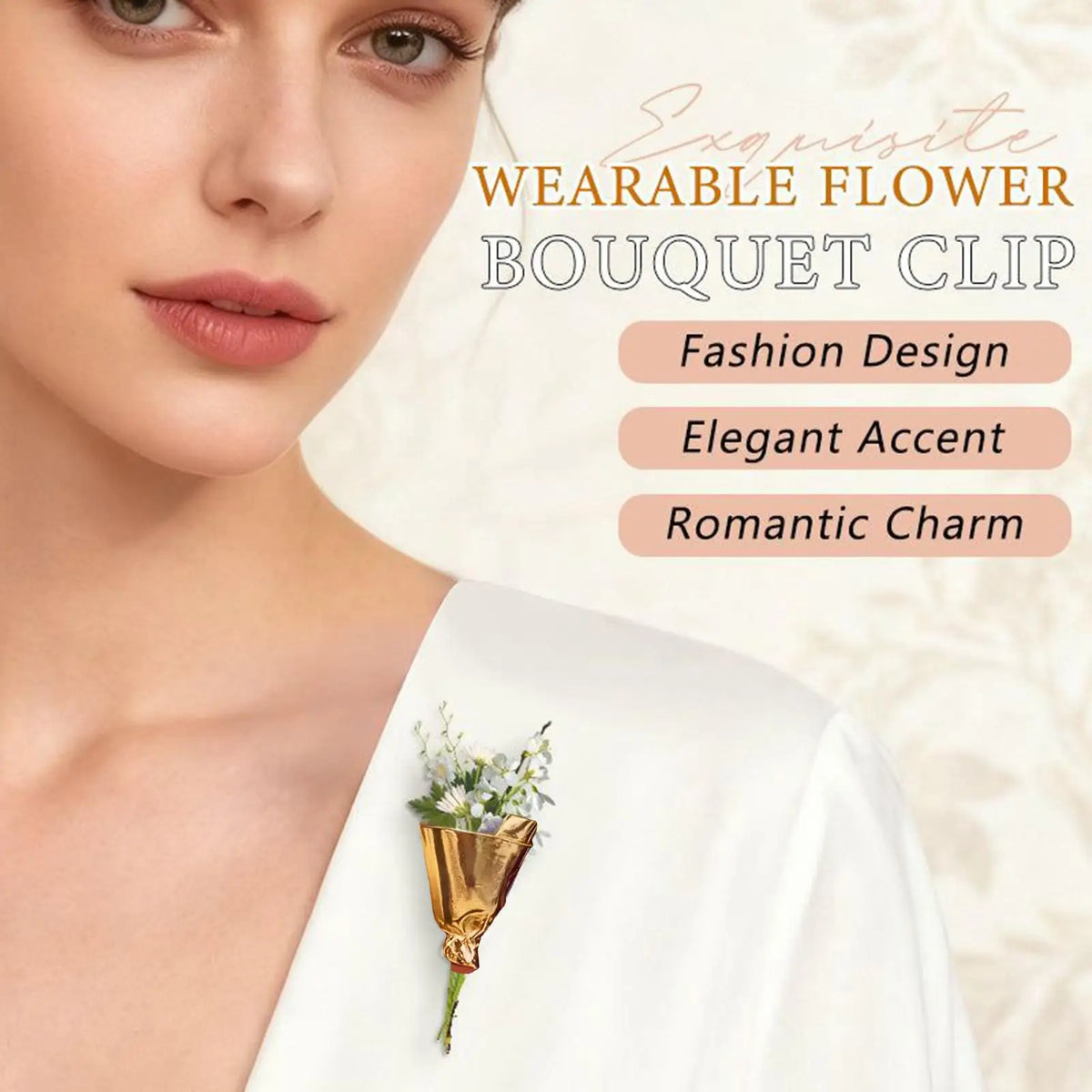 Flower Bouquet Clip Brooch – Floral Lapel Pin for Weddings Flower Brooch Pin Axl