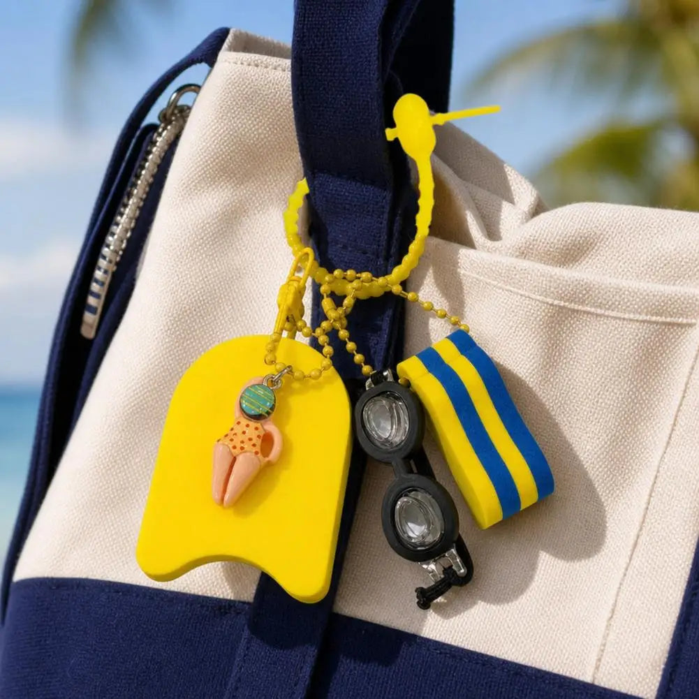 Swim Themed Keychain – Mini Goggles, Kickboard & Swimmer Charm Sports Keychain Axl
