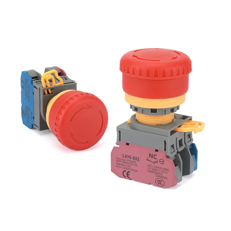22mm Latching Emergency Stop Push Button Switch 1NO1NC Mushroom Push Button Switch Axl