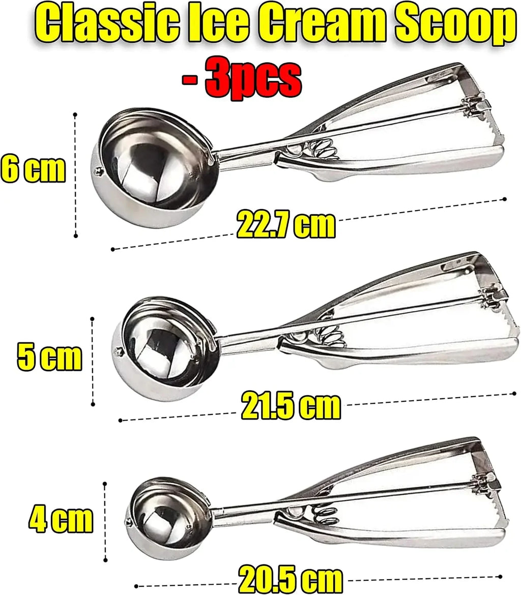 3-Piece Ice Cream Scoop Set – Sharp Blade & Gear Design Ice Cream Scoop Set Axl