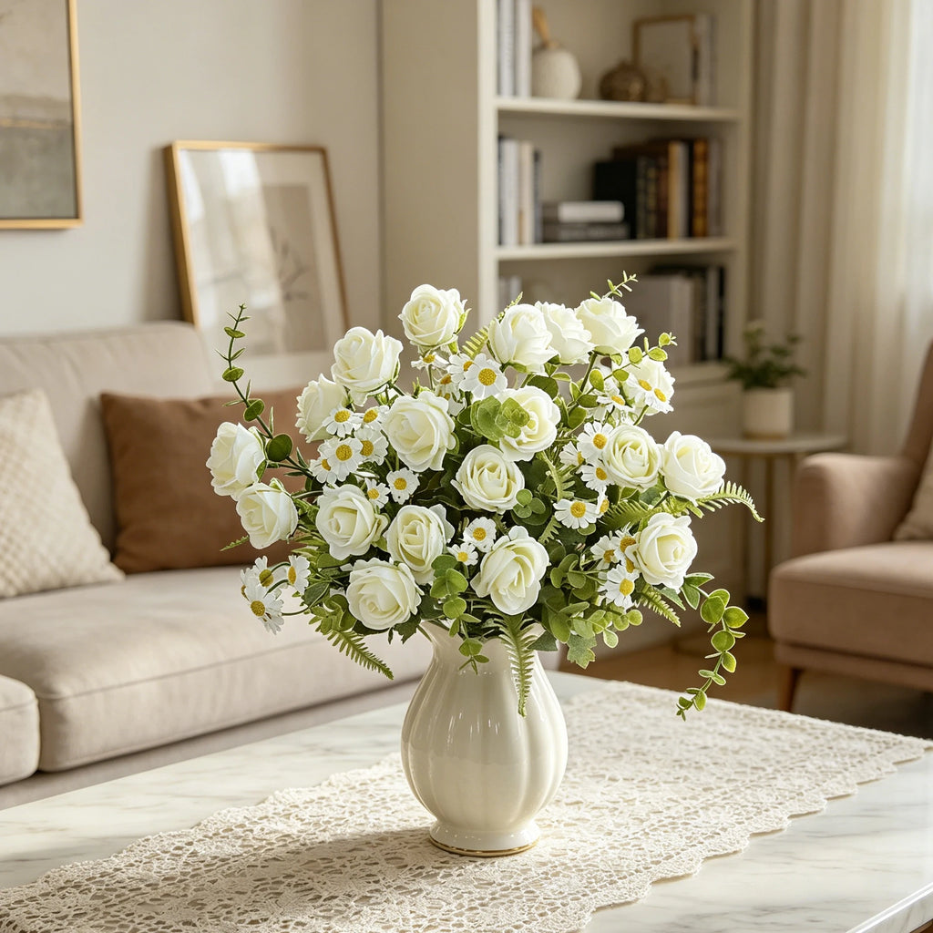 Silk Rose Artificial Flower Bouquet for Wedding & Home Decor Artificial Flower Bouquet Axl