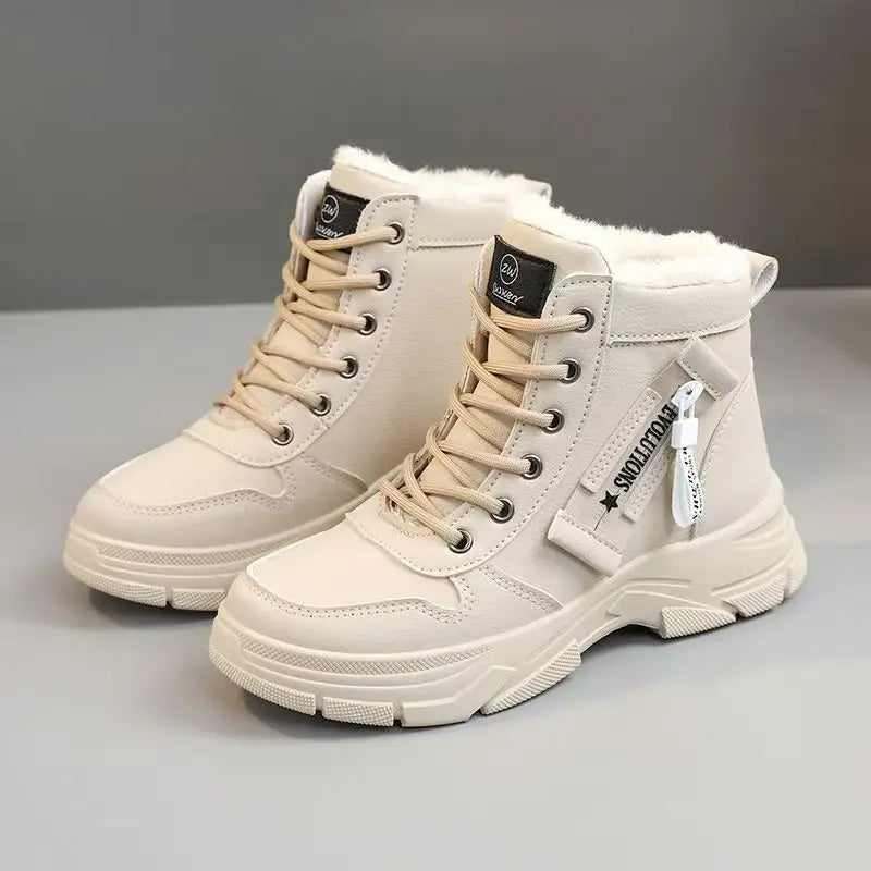 Women's Winter Snow Ankle Boots – Lace-Up Warm Casual Shoes Women's Snow Boots Axl Beige 36
